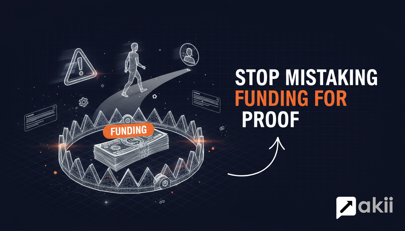 Flat vector illustration of the venture capital founders trap, showing a cash bundle inside a bear trap with a founder walking a free path toward customers.